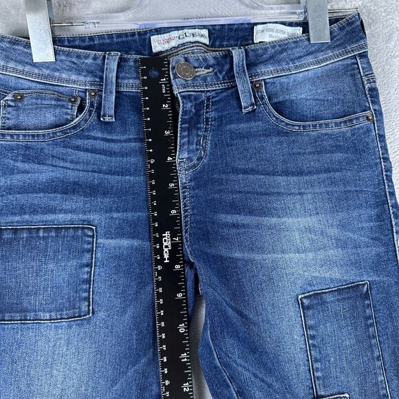 Guess Super Skinny Jeans Low Rise Womens Size 28 Marine Fit Patch Denim Blue - Picture 8 of 12